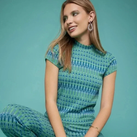 Francesca's Ramona Jacquard Printed Knit Top XS - Picture 5 of 5